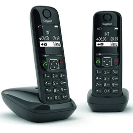 Gigaset Teléfono Inalámbrico DECT AS690 Pack DUO - Negro, 14h conversación, pantalla grande, función manos libres, agenda 100 contactos